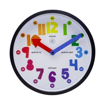 NeXtime – Zegar ścienny edukacyjny Sophia nXt – kolorowy, 30 cm, cichy mechanizm