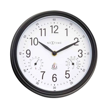 NeXtime – Zegar ogrodowy z termometrem i higrometrem Jasmine, biało-brązowy, 23,5 cm