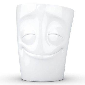 58Products - Porcelanowy kubek z uszkiem - „Radosny“ - biały, pojemność 350 ml
