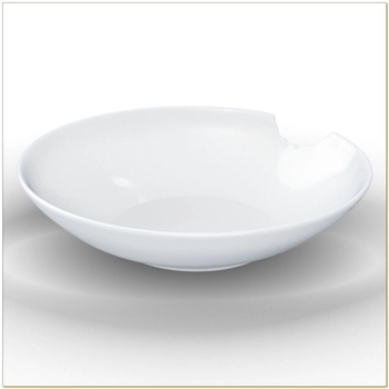 Porcelanowy głęboki mały talerz "Nadgryziony", biały, średnica 18 cm, komplet 2 sztuk - 58Products