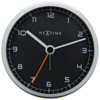 NeXtime - Zegar stołowy Company Alarm – czarny metal, 9 cm