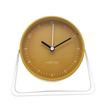 NeXtime – Zegar stołowy Berlin Table z alarmem, żółty, metalowy